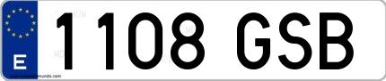 Ejemplo de matrícula española 1108 GSB