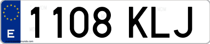 Ejemplo de matrícula de coche ordinaria 1108 KLJ
