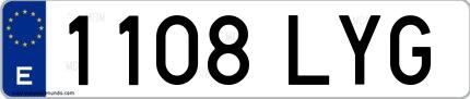 Ejemplo de matrícula española 1108 LYG