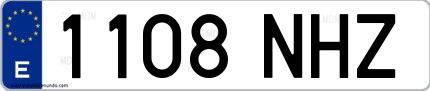 Ejemplo de matrícula española 1108 NHZ