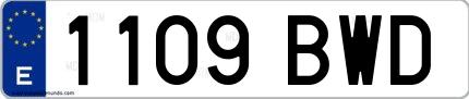 Ejemplo de matrícula española 1109 BWD