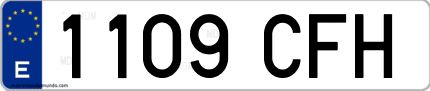 Ejemplo de matrícula de coche ordinaria 1109 CFH