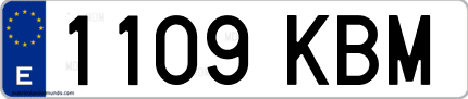 Ejemplo de matrícula de coche ordinaria 1109 KBM