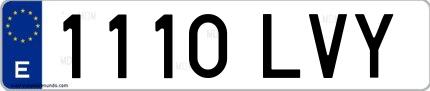 Ejemplo de matrícula española 1110 LVY