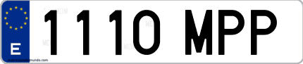 Ejemplo de matrícula de coche ordinaria 1110 MPP