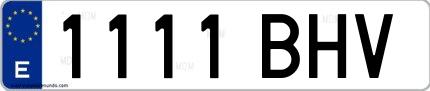 Ejemplo de matrícula española 1111 BHV