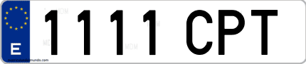 Ejemplo de matrícula de coche ordinaria 1111 CPT