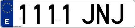 Ejemplo de matrícula española 1111 JNJ