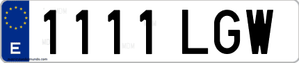 Ejemplo de matrícula de coche ordinaria 1111 LGW