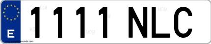 Ejemplo de matrícula española 1111 NLC