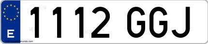 Ejemplo de matrícula española 1112 GGJ