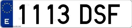 Ejemplo de matrícula española 1113 DSF