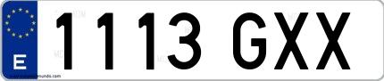 Ejemplo de matrícula española 1113 GXX