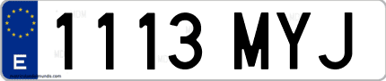 Ejemplo de matrícula de coche ordinaria 1113 MYJ