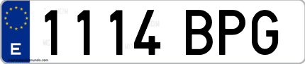 Ejemplo de matrícula de coche ordinaria 1114 BPG