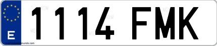 Ejemplo de matrícula española 1114 FMK