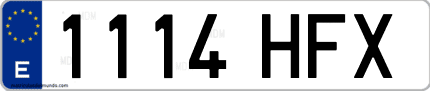 Ejemplo de matrícula de coche ordinaria 1114 HFX