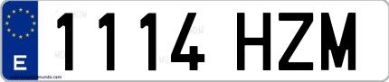 Ejemplo de matrícula española 1114 HZM