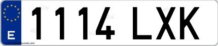 Ejemplo de matrícula española 1114 LXK