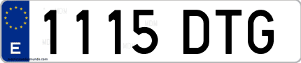 Ejemplo de matrícula de coche ordinaria 1115 DTG