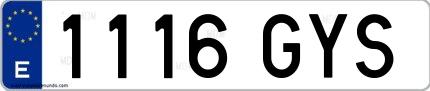 Ejemplo de matrícula española 1116 GYS