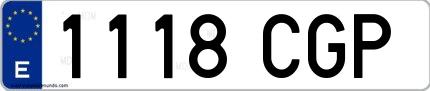 Ejemplo de matrícula española 1118 CGP