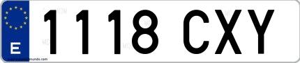 Ejemplo de matrícula española 1118 CXY