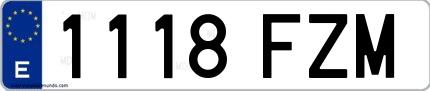 Ejemplo de matrícula española 1118 FZM