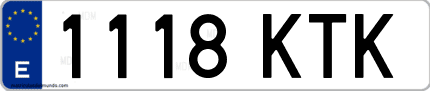 Ejemplo de matrícula de coche ordinaria 1118 KTK