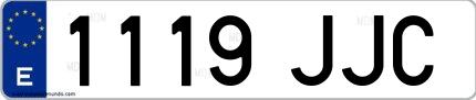 Ejemplo de matrícula española 1119 JJC