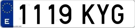 Ejemplo de matrícula española 1119 KYG