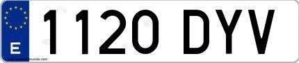 Ejemplo de matrícula española 1120 DYV