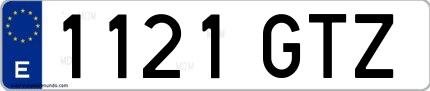Ejemplo de matrícula española 1121 GTZ