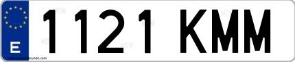 Ejemplo de matrícula española 1121 KMM