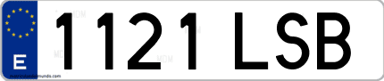 Ejemplo de matrícula de coche ordinaria 1121 LSB
