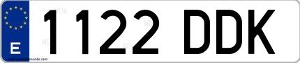 Ejemplo de matrícula española 1122 DDK