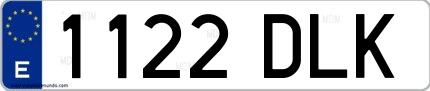 Ejemplo de matrícula española 1122 DLK