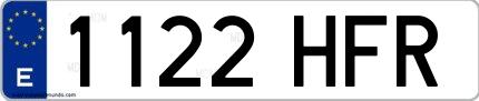 Ejemplo de matrícula española 1122 HFR
