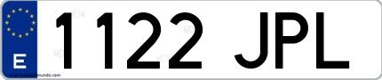 Ejemplo de matrícula española 1122 JPL