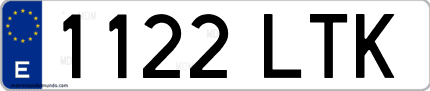 Ejemplo de matrícula de coche ordinaria 1122 LTK