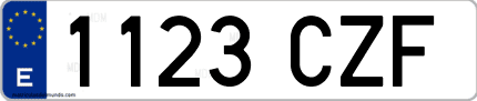 Ejemplo de matrícula de coche ordinaria 1123 CZF