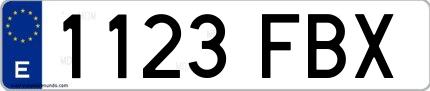 Ejemplo de matrícula española 1123 FBX