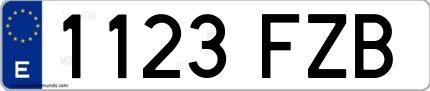 Ejemplo de matrícula española 1123 FZB