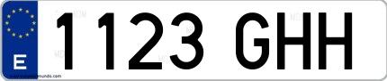 Ejemplo de matrícula española 1123 GHH