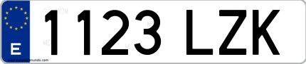 Ejemplo de matrícula española 1123 LZK