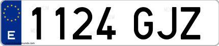 Ejemplo de matrícula de coche ordinaria 1124 GJZ