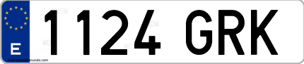 Ejemplo de matrícula de coche ordinaria 1124 GRK