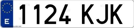 Ejemplo de matrícula española 1124 KJK