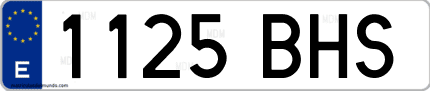 Ejemplo de matrícula de coche ordinaria 1125 BHS