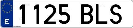 Ejemplo de matrícula española 1125 BLS